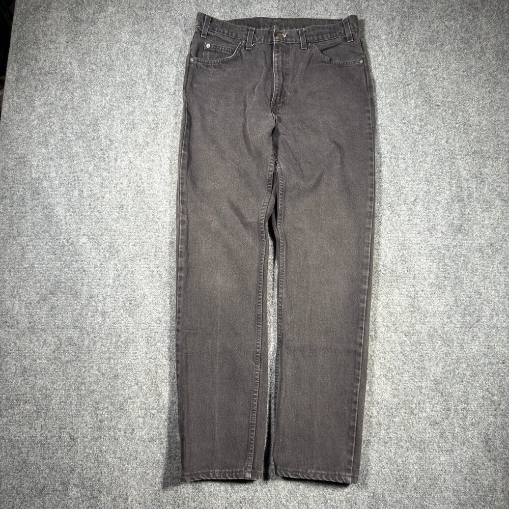 90's Levis 505 Regular Fit Straight Leg Jeans Mens 33x34 Black Orange Tab